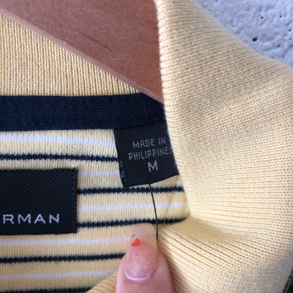 Greg Norman yellow striped polo sz: Med NWT - Picture 4 of 7